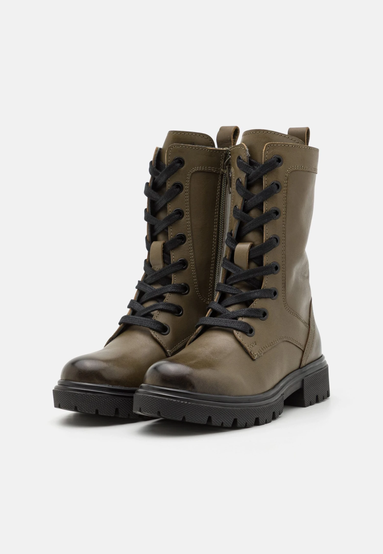 Friboo Leather - Veterlaarzen - Khaki 2 Friboo Leather - Veterlaarzen - Khaki - Afbeelding 2